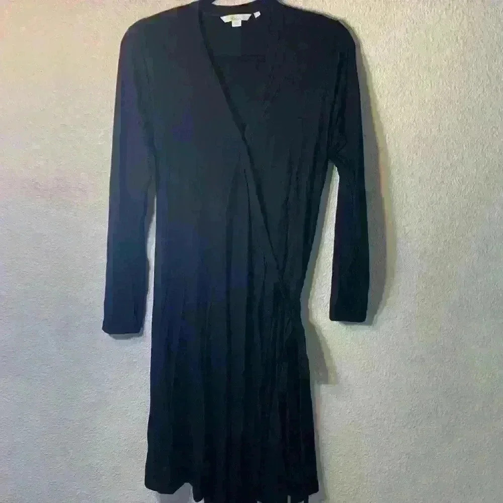 Boden black Long sleeve wrap dress sz 10 office business casual workwear comfy
